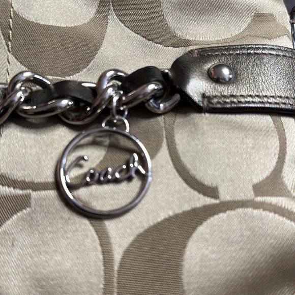 Vintage Coach Signature Chain Duffle Crossbody Shoulder Bag Convertible Tan - Picture 10 of 17